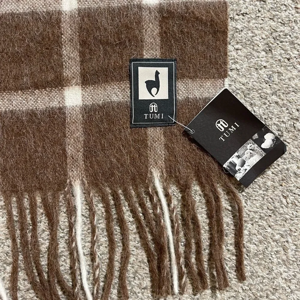 Tumi Brown and Cream Plaid Blanket